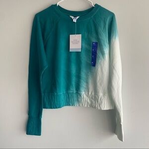 JoyLab Women's French Terry Pullover Teal Tie-Dye XS